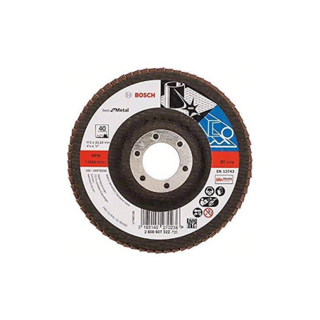 DISCO FLAP PLANA AC/INOX./HIERRO 4 1/2" GR. 40 BOSCH 2608.607.322