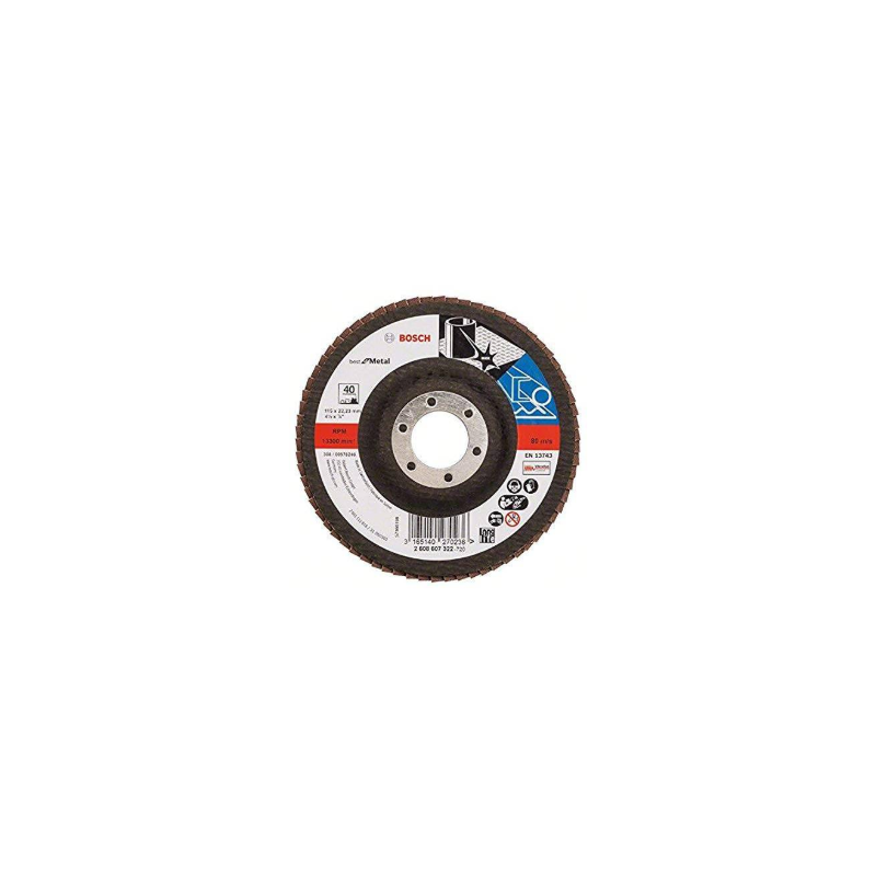 DISCO FLAP PLANA AC/INOX./HIERRO 4 1/2" GR. 40 BOSCH 2608.607.322