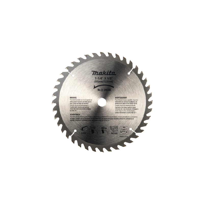 DISCO SIERRA P/MADERA 7 1/4" X 5/8" (185X15.88MM) D40 MAKITA D-20688
