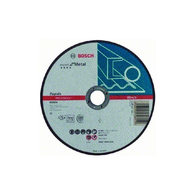 DISCO CORTE METAL 7" (180MM) X 1.6 MM BOSCH 2608.603.399