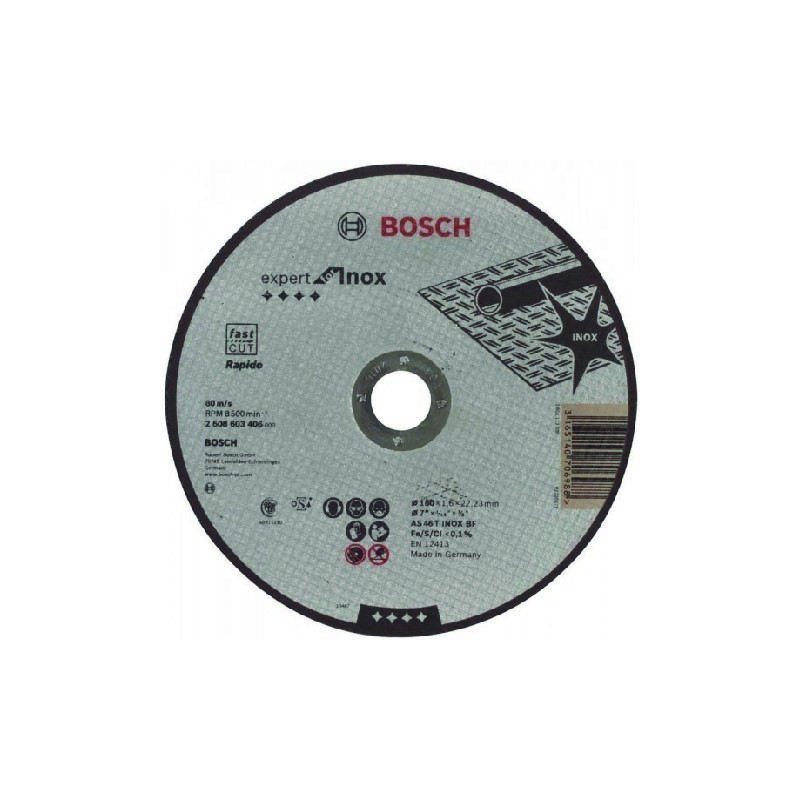 DISCO CORTE ACERO INOX EXPERT 7" (180MM) X 1.6 MM BOSCH 2608.603.406